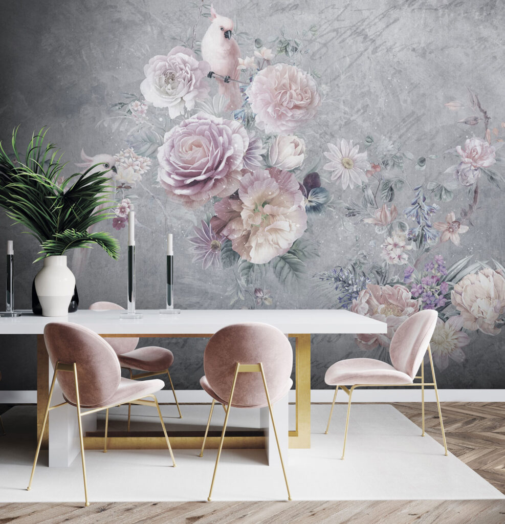 Painting of flowers and birds