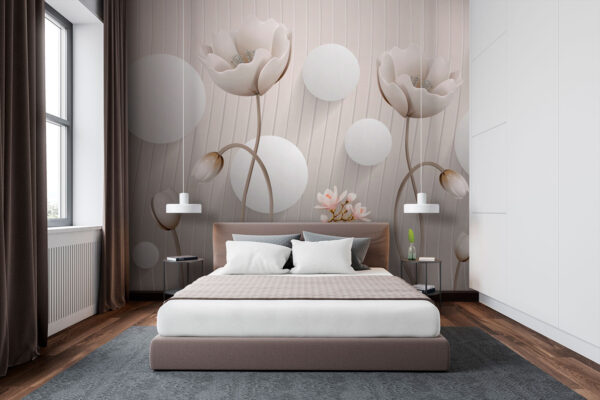 Wallpaper with flowers and circles Wallpaper with flowers and circles
