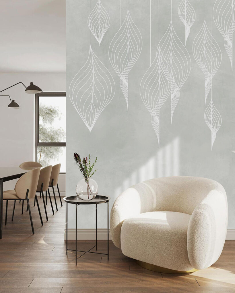 White line art of leaves White line art of leaves