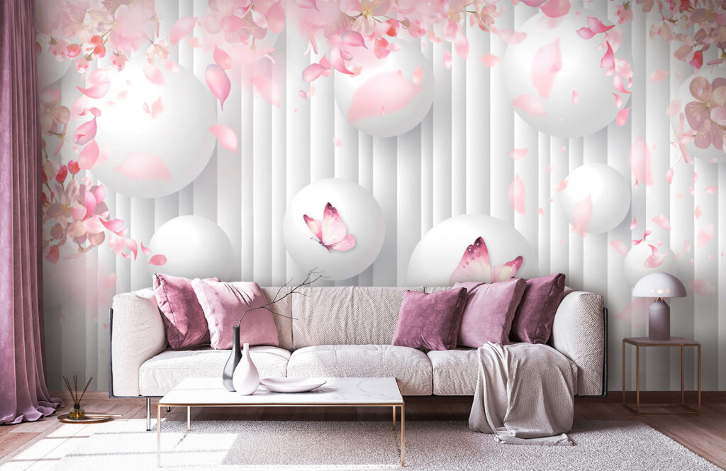 Group of white balls with pink butterflies on them u74222pig1m 1024x664 - Group of white balls with pink butterflies on them - tegory