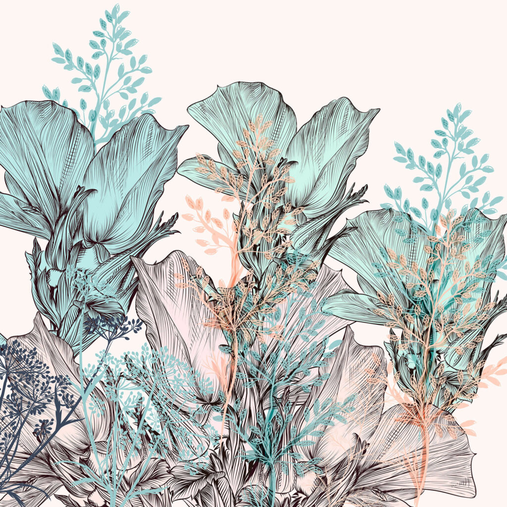 Delicate botanical dreamscape in hues Delicate botanical dreamscape in hues