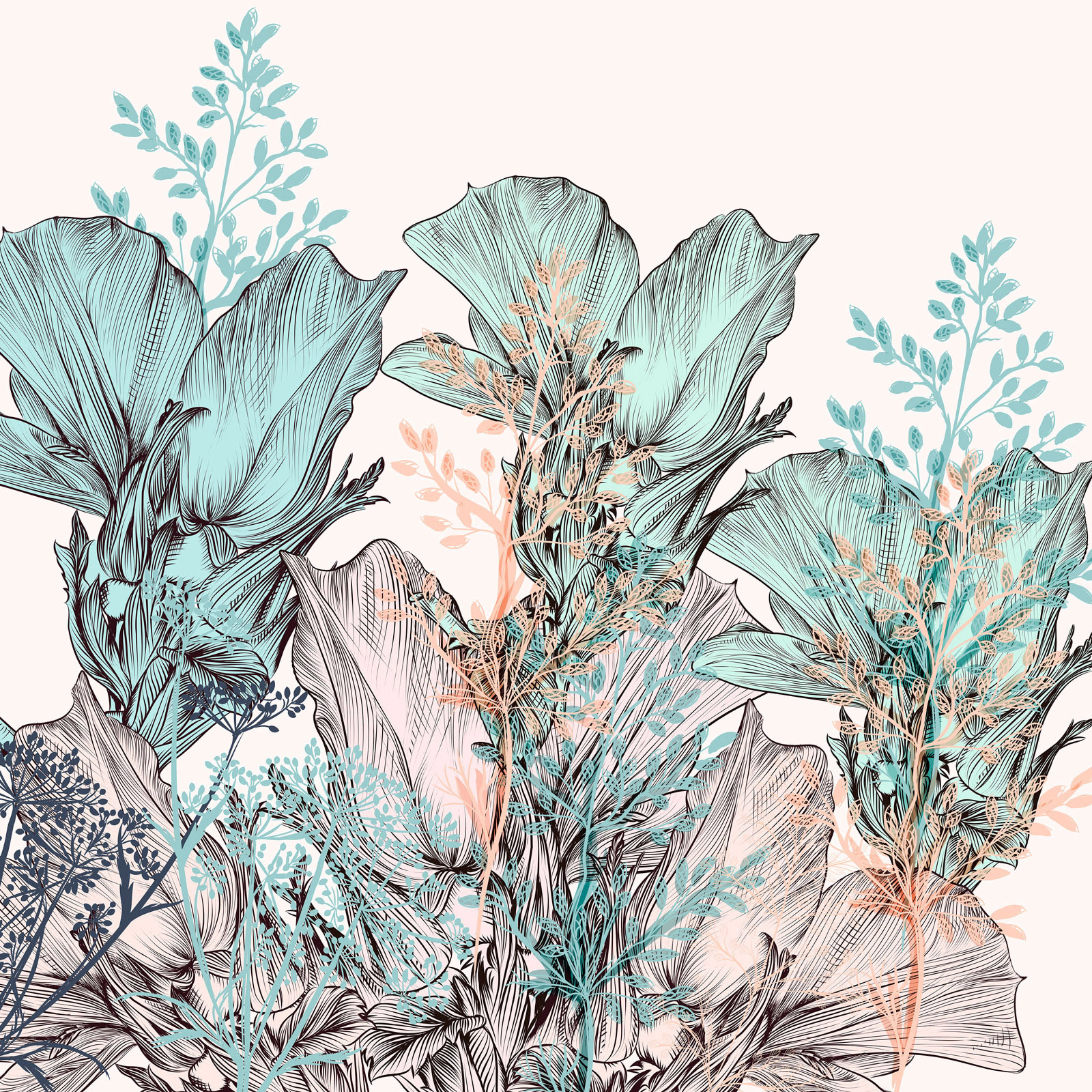 Delicate botanical dreamscape in hues u74399p - Delicate botanical dreamscape in hues - tegory