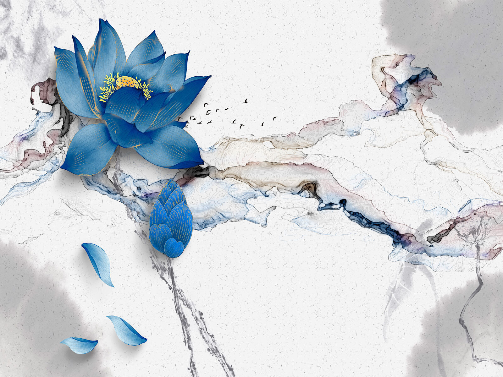 Blue flower on a marble surface