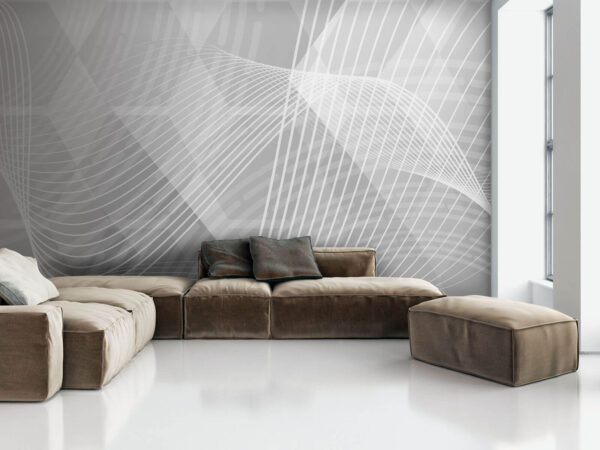 Wall murals Grey and white background with white lines