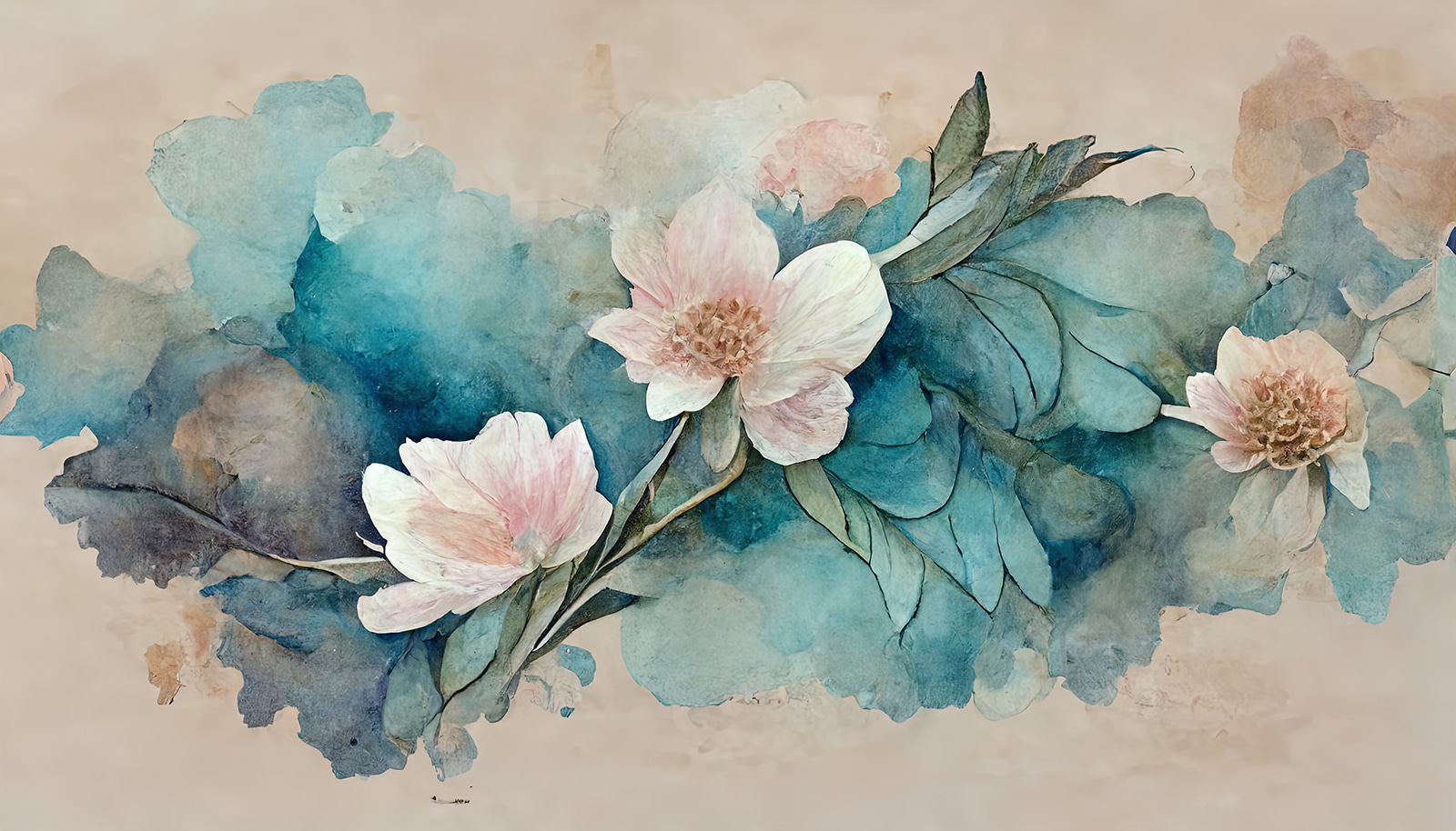 Painting of flowers and leaves