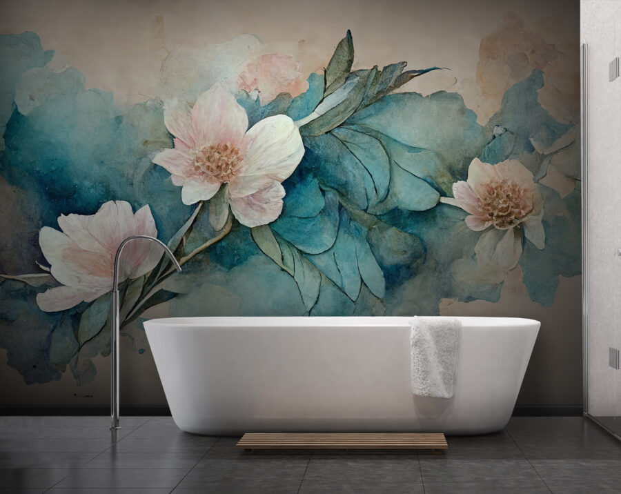 Painting of flowers and leaves