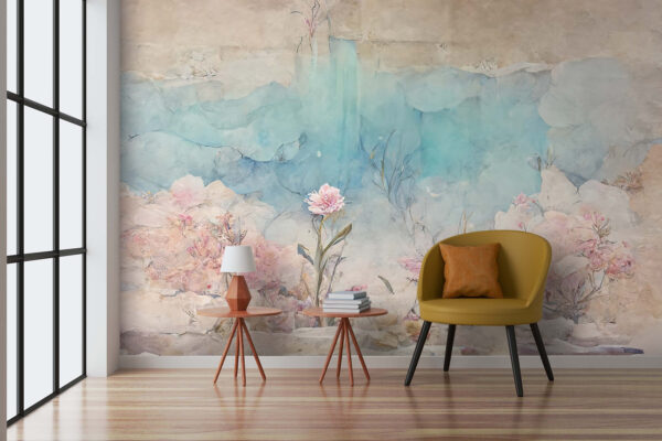Painting of flowers and rocks Painting of flowers and rocks