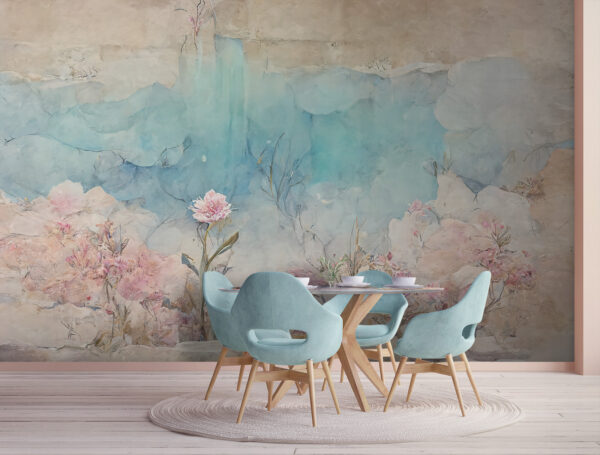 Painting of flowers and rocks Painting of flowers and rocks