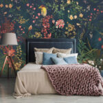 Wall murals Wallpaper with flowers and birds