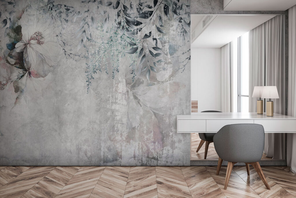 Painting of flowers and leaves