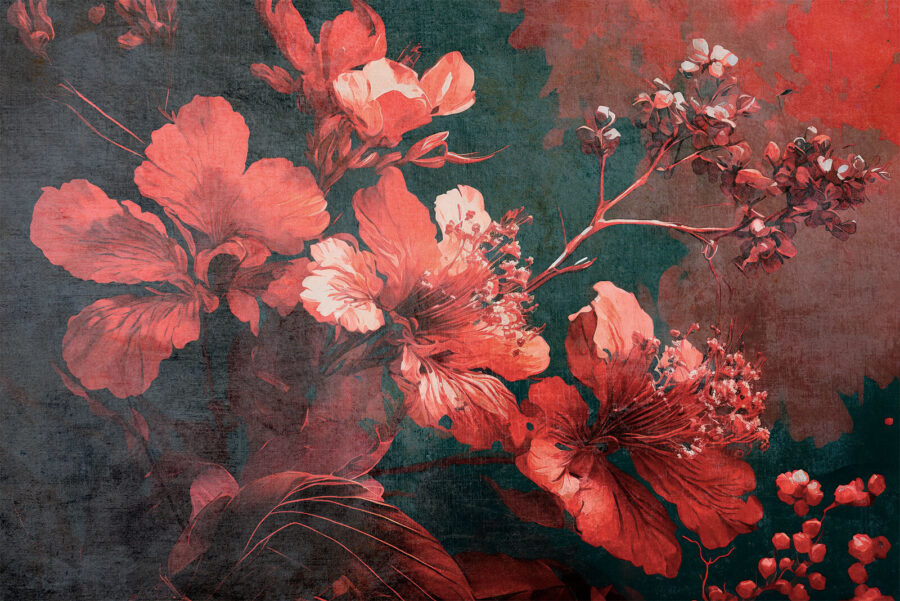Wall murals Vibrant blossoms amid dark foliage. - Image 6