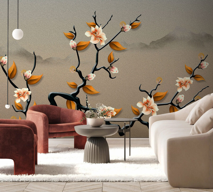 A tree branch with flowers and leaves u74803pih2m 900x809 - A tree branch with flowers and leaves - tegory