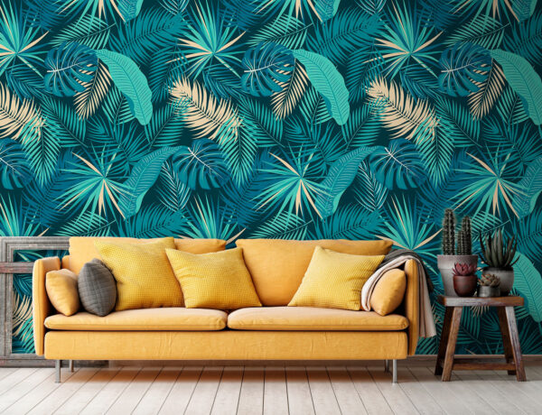 Pattern of leaves on a blue background Pattern of leaves on a blue background