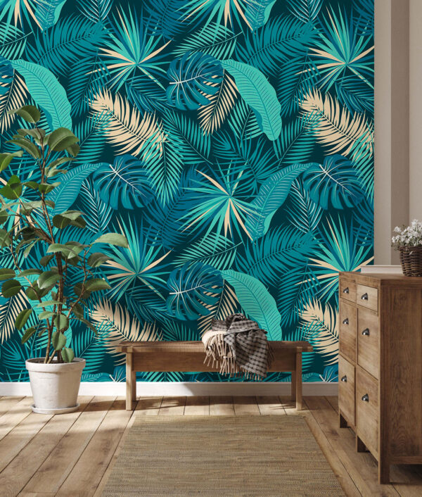 Pattern of leaves on a blue background Pattern of leaves on a blue background