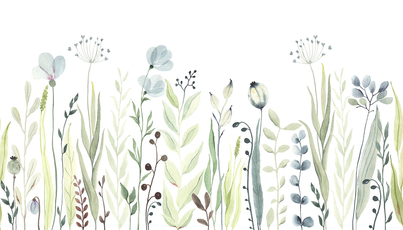 Watercolor painting of flowers and leaves u74870p - Watercolor painting of flowers and leaves - tegory