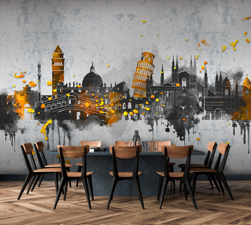 Painting of a city Painting of a city