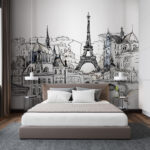 Wall murals Drawing of a city