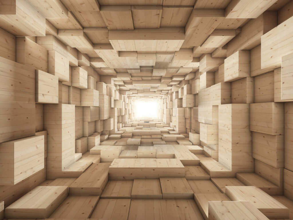 Tunnel of wood blocks Tunnel of wood blocks