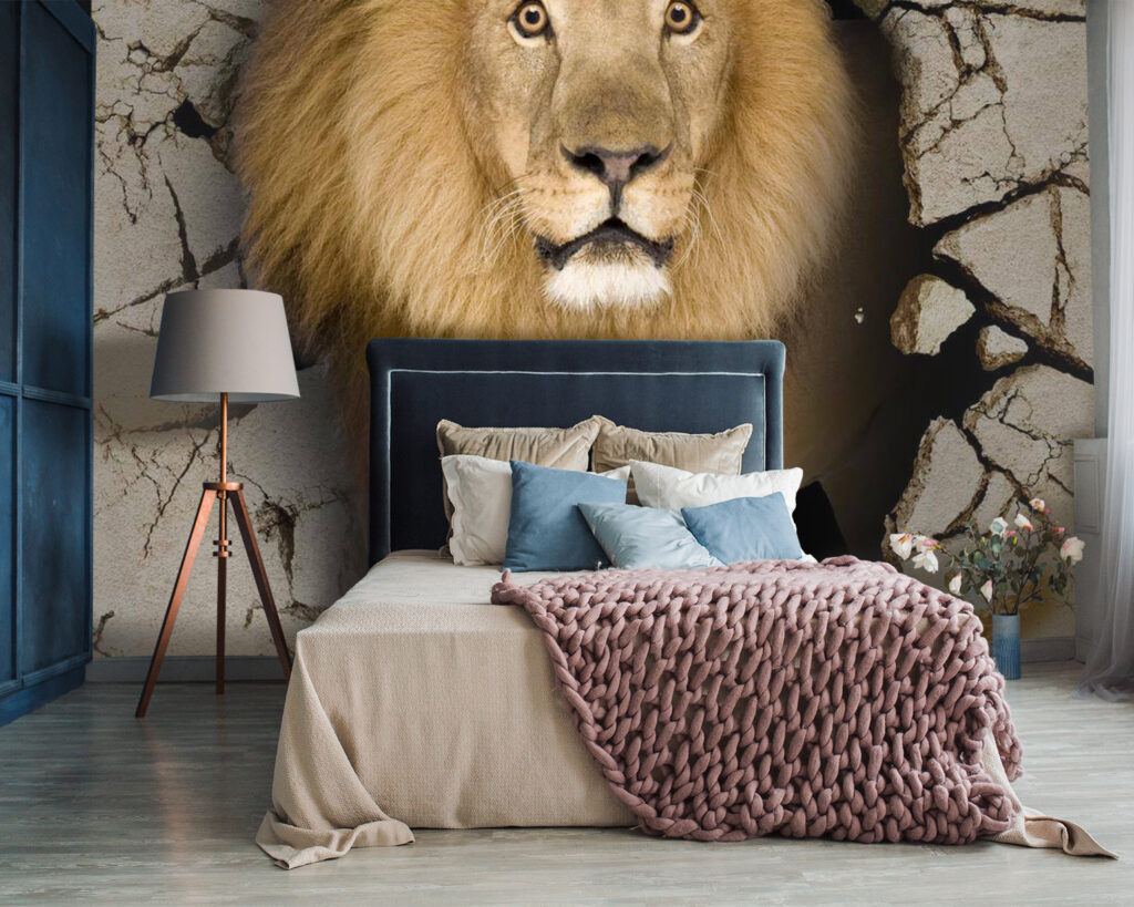 u77849pib87 1024x819 - Lion walking through a crack wall - tegory