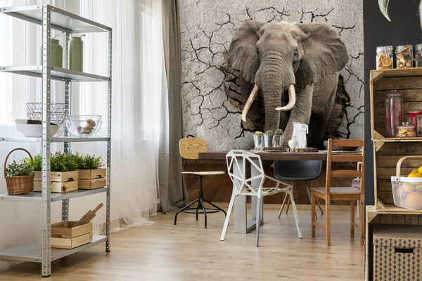 An elephant coming through a wall An elephant coming through a wall