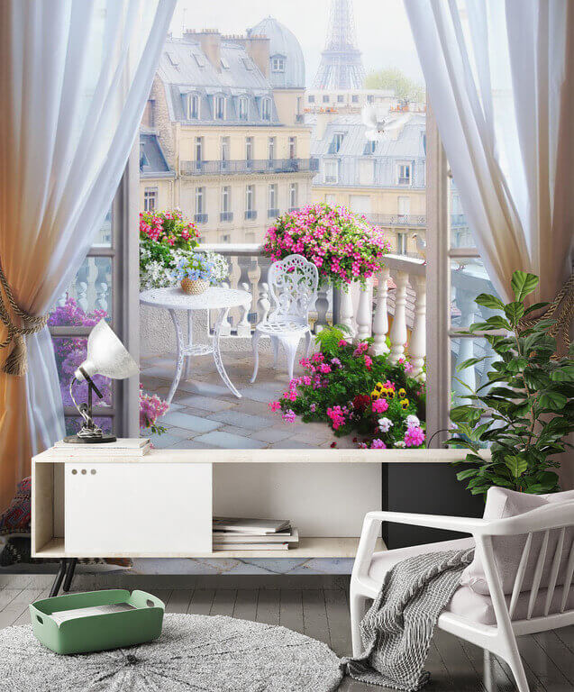 Balcony with a view of the eiffel tower