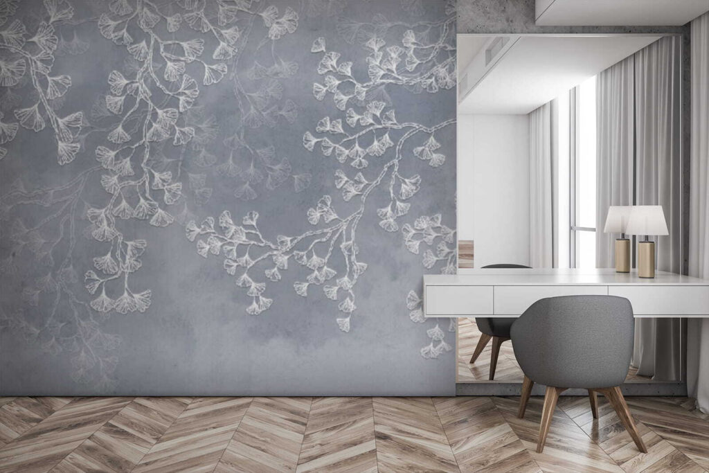 White flowers on a gray background White flowers on a gray background