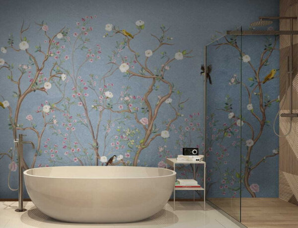 Mural of a tree with flowers and birds Mural of a tree with flowers and birds