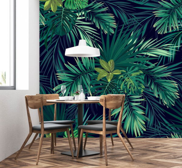 Wall murals Pattern of green leaves (SKU: u79672) Wall murals Wall murals Pattern of green leaves (SKU: u79672)