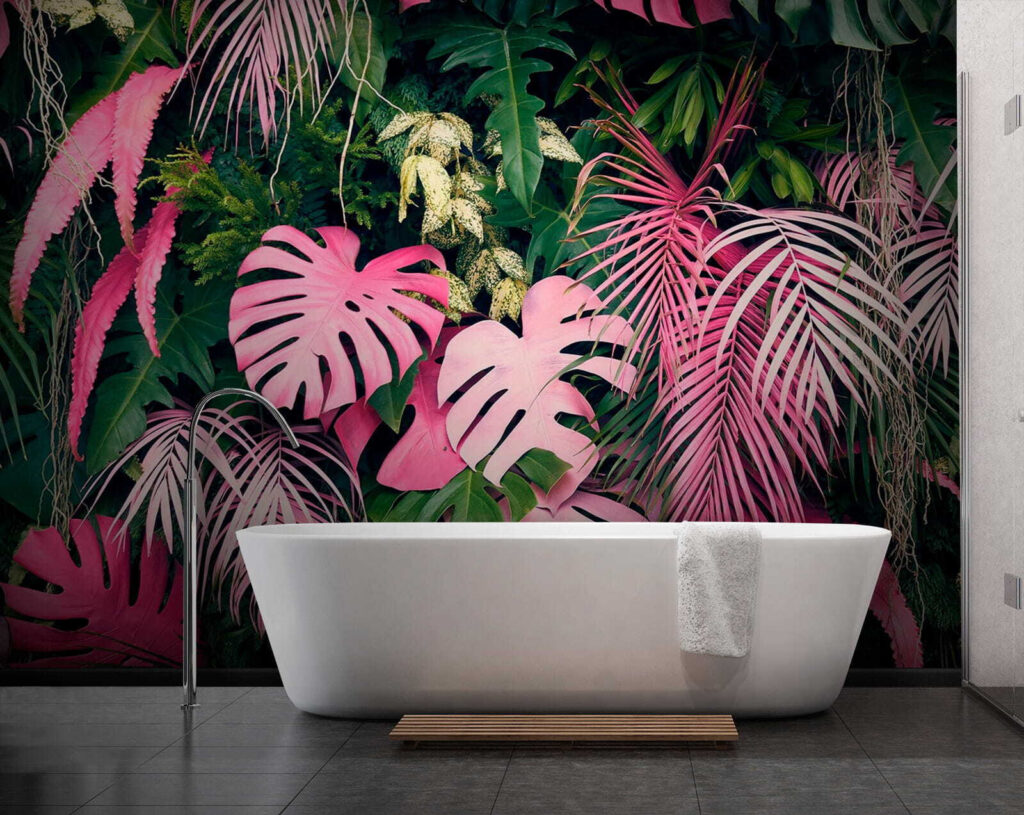 Group of pink and green leaves