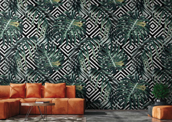Pattern of leaves on a black and white background Pattern of leaves on a black and white background