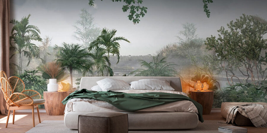 Serene morning in lush greenery
