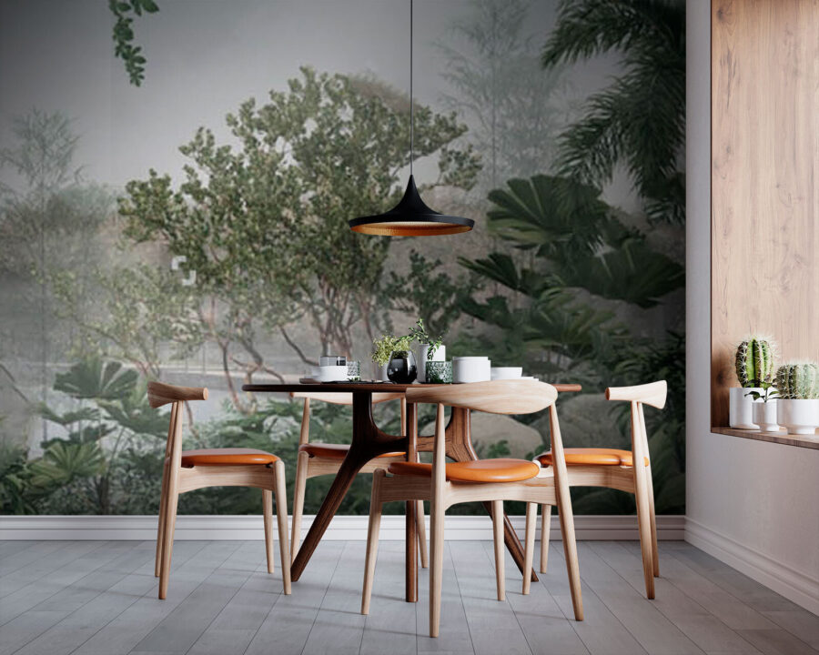 Serene morning in lush greenery