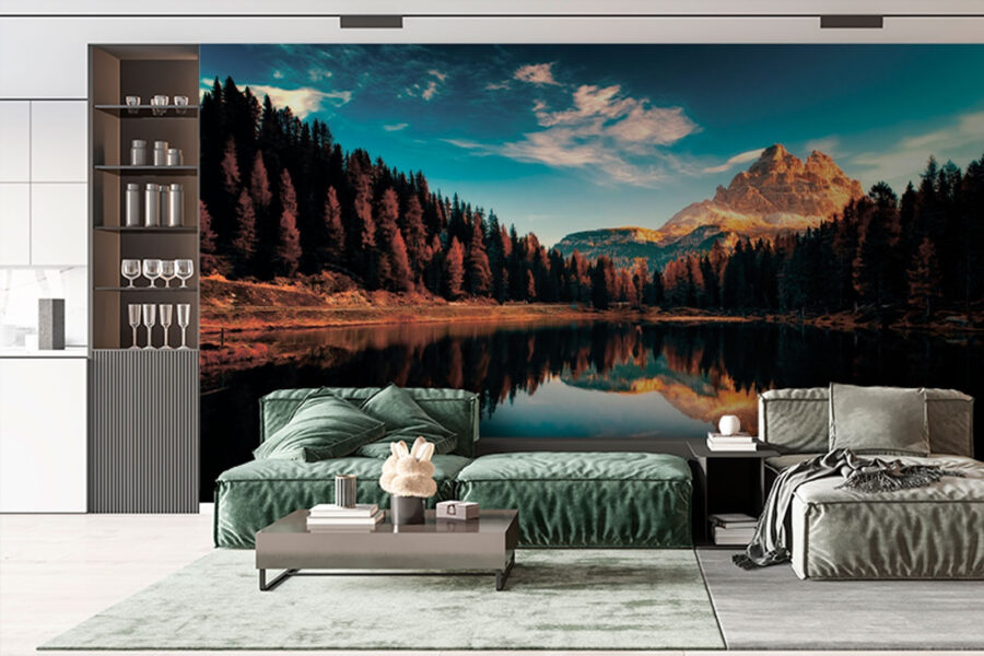 Lake surrounded by trees and mountains u79819pig1 900x600 - Lake surrounded by trees and mountains - tegory
