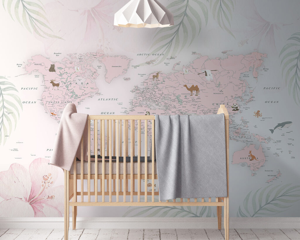 Map of the world with animals Map of the world with animals