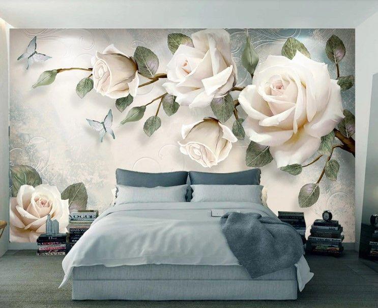 Delicate roses and butterflies in harmony.