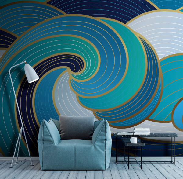 A blue and white swirly waves A blue and white swirly waves
