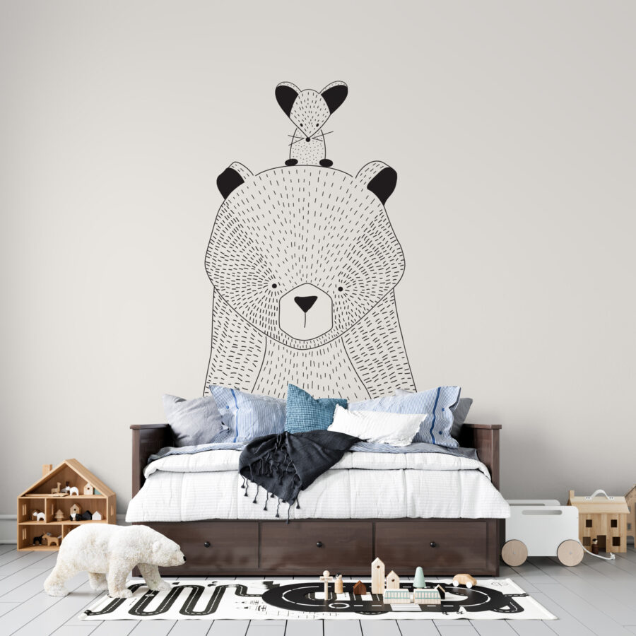 Wall murals A bear with a mouse on its back - Image 3
