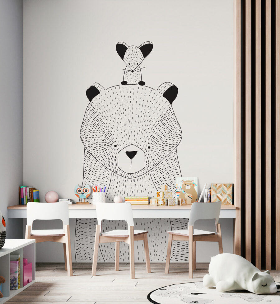 Wall murals A bear with a mouse on its back