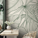 Wall mural Elegant green foliage pattern design