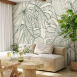 Wall murals Elegant green foliage pattern design