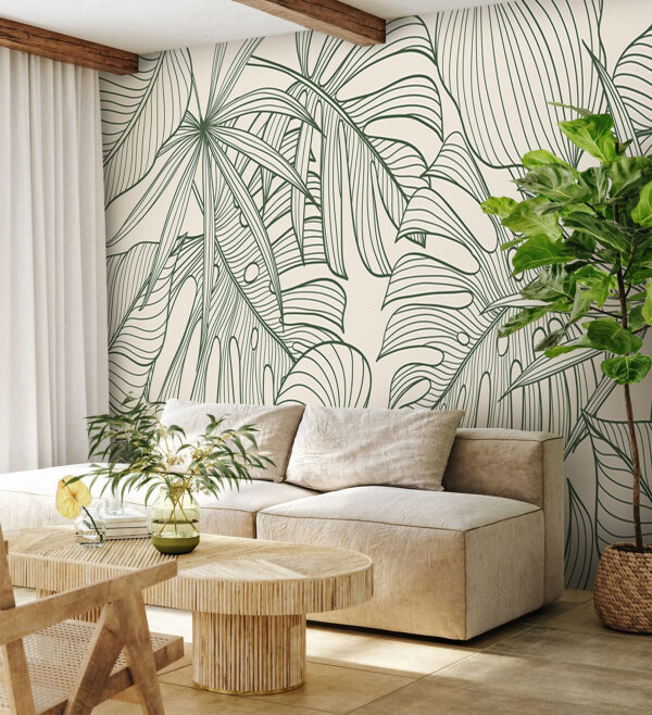 Wall murals Wall murals Elegant green foliage pattern design. (SKU: u98420)