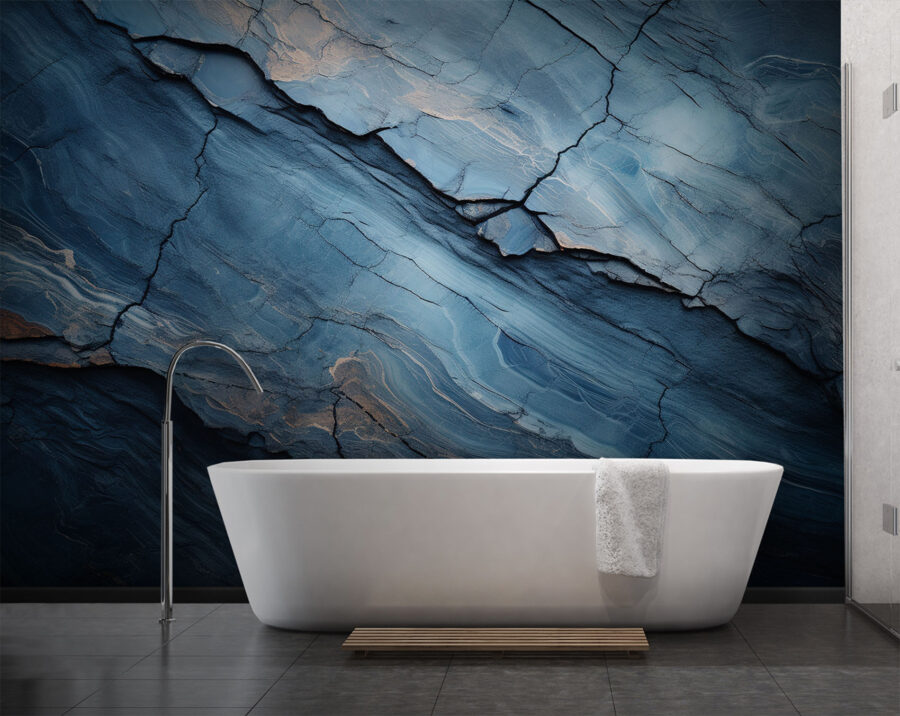 Abstract blue rock formations and textures.