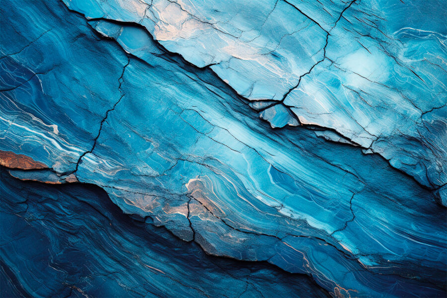 Abstract blue rock formations and textures.