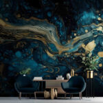Wall murals Azure currents embracing metallic hues