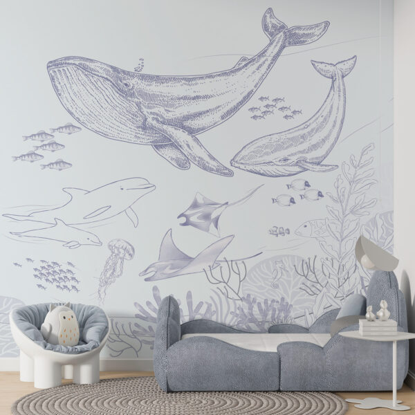 A drawing of a whale and a whale A drawing of a whale and a whale