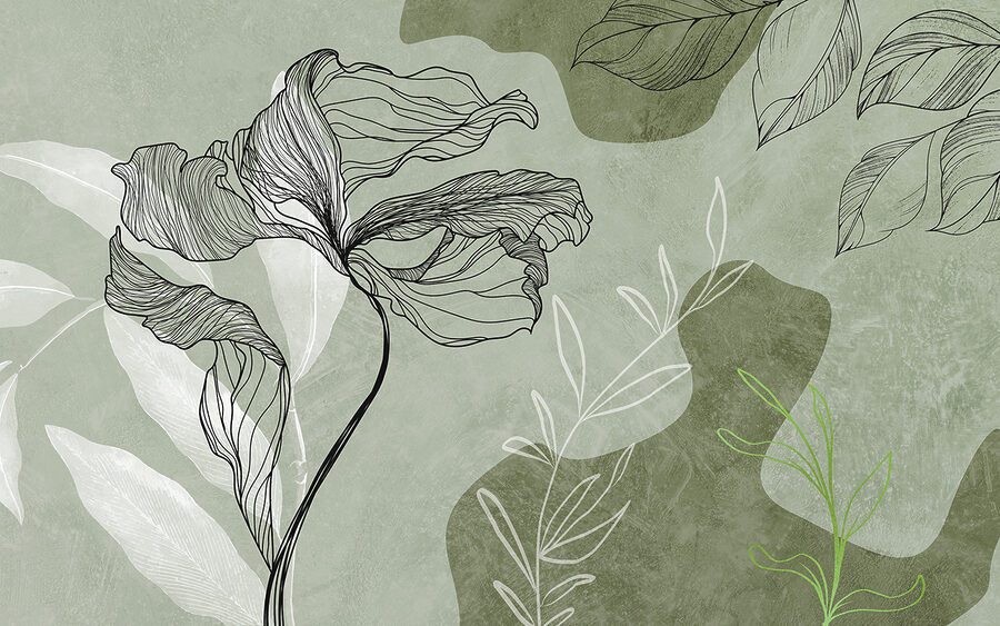 Wall murals A drawing of a flower - Image 4