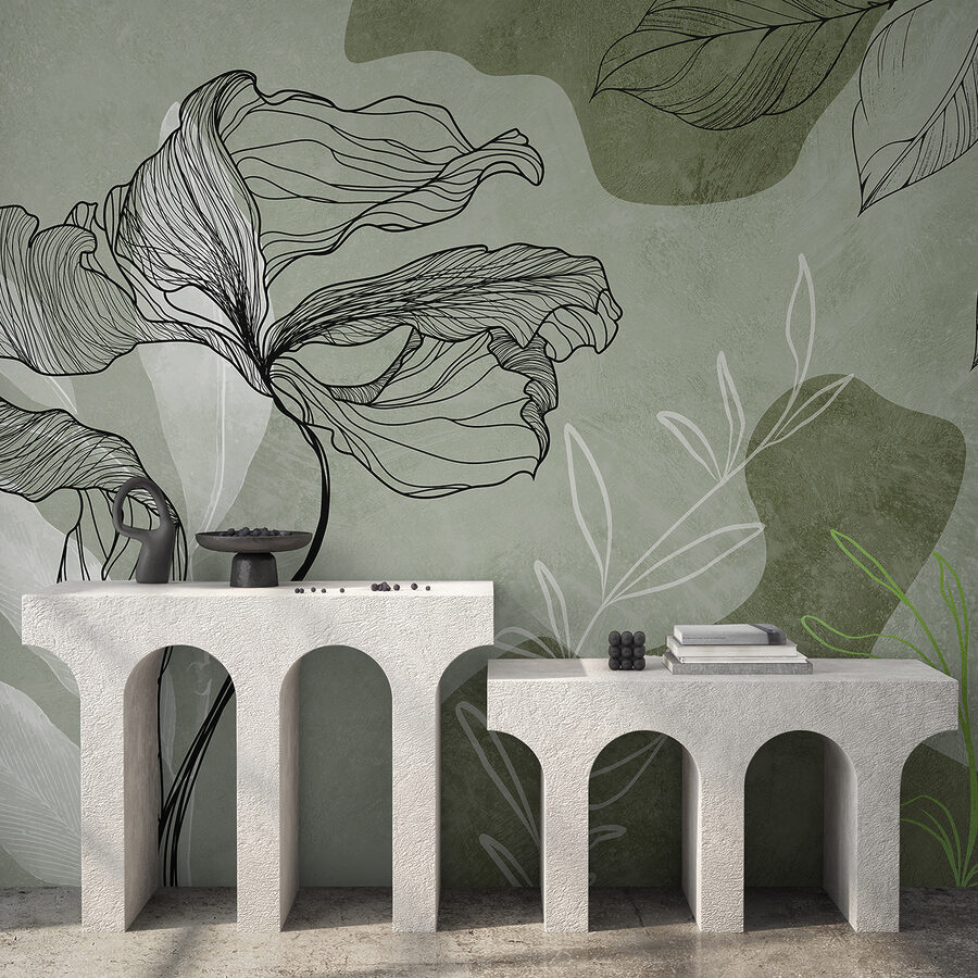 Wall murals A drawing of a flower