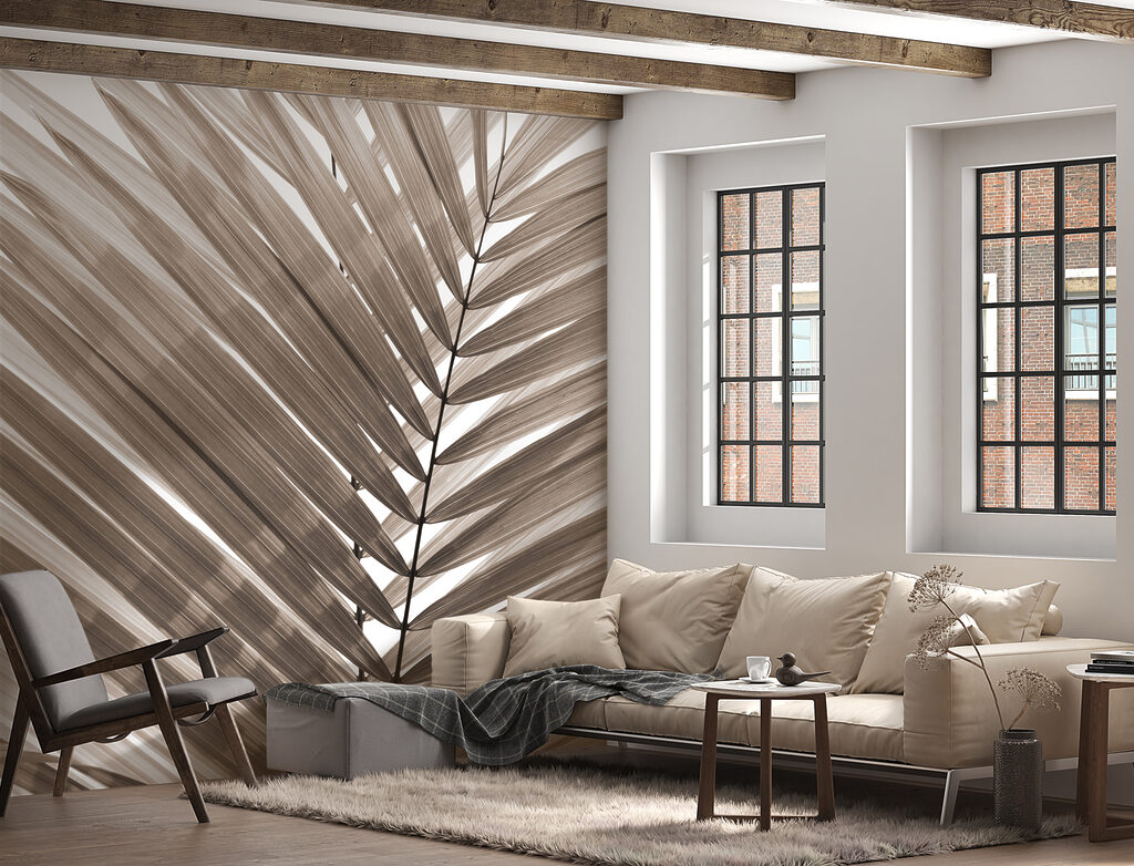 Elegant palm leaves in soft tones