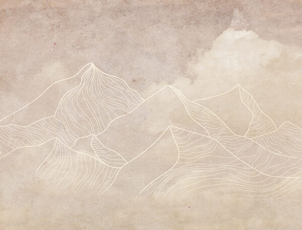 A drawing of mountains and clouds A drawing of mountains and clouds
