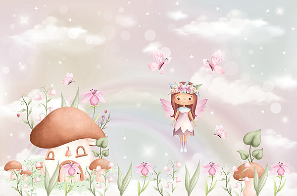 A cartoon fairy flying in the sky A cartoon fairy flying in the sky